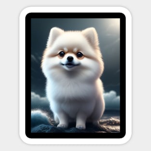 Cute white pomeranian Sticker